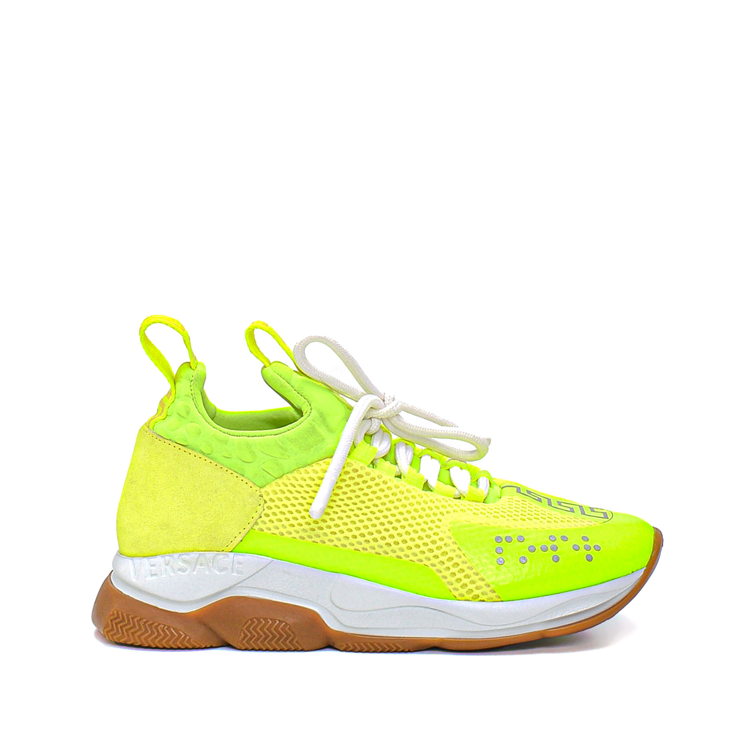 Versace - Neon Yellow Icınic Logo Lace Up Sneakers